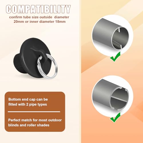 Coolaroo Replacement Parts Roller Shade Hardware Bungee Kit and End Cap Tie Downs for Coolaroo Outdoor Roller Shade (2, Black)