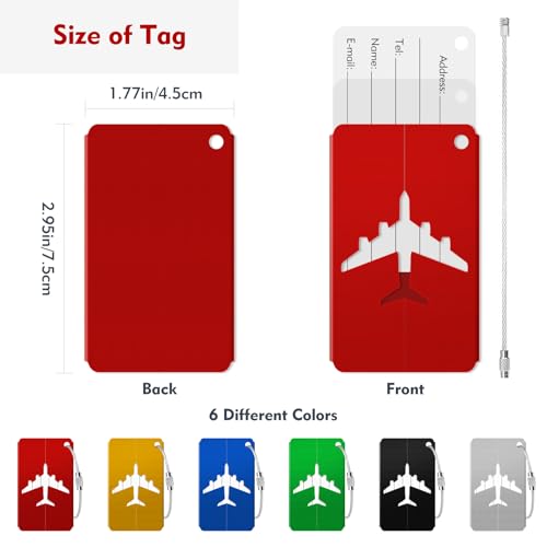 Luggage Tag, 6Pcs Luggage Tags for Suitcases, Bag Tags for Luggage Travel Luggage Tags with Privacy Name Card, Small Metal Luggage Tags Luggage Identifiers for Suitcases - Image 5