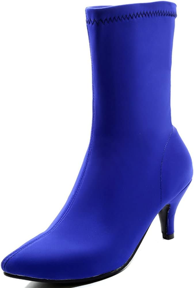 Meefit Women Pointy Kitten Heel Boots Stretch Sock Booties Low Heel Ankle Boots