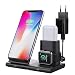 Produktbild MoKo Wireless Charger Ladeständer, 3 in 1 Kabelloses Ladegerät Induktive Ladestation Kompatibel mit Apple Watch Series SE/6/5/4/3/AirPods Pro/2, iPhone 12/12 Pro/12 Mini/SE/11/XR (mit QC3.0 Adapter)