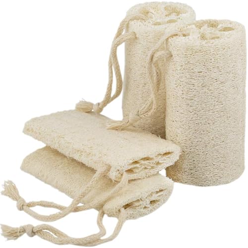 Natural Loofah Exfoliating Body Sponge Scrubber (4-Pack)