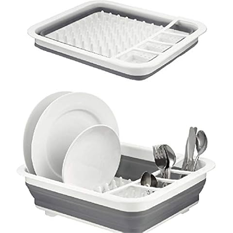 Collapsible Dish Rack - Collapsible Drying Dish Storage Rack Portable Dinnerware Organizer, Collapsible Dish Drainer Perfect for Kitchen, Camper, RV, Caravan, Travel Trailer Cover