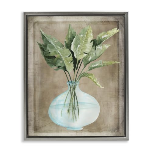 Rustic Botanical Leaf Vase, 16 x 20 Inch Canvas in Floater Frame