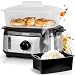 Duronic FS91 BK Black Electric Food Steamer, 3L Steam Cooker with Rice Bowl & 60-Min Timer, 950W BPA-Free Countertop Vegetable Steamer for Fish, Meat, Rice, Eggs, Dumplings, Momos & Baby Food