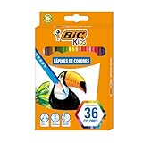 BIC Lápices de Colores Evolution Punta Resistente Sin Astillas Hecho de Resina Surtido de Colores 36 Piezas