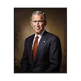 George W. Bush Art Print Poster, Official Presidential Portrait Artwork Wall Decor, President Art Gallery Collection, Patriotic Historical Painting, Vintage Gallery Art for Bedroom, Livingroom Decor (George W. Bush, 16x20 inches + (Black Frame))
