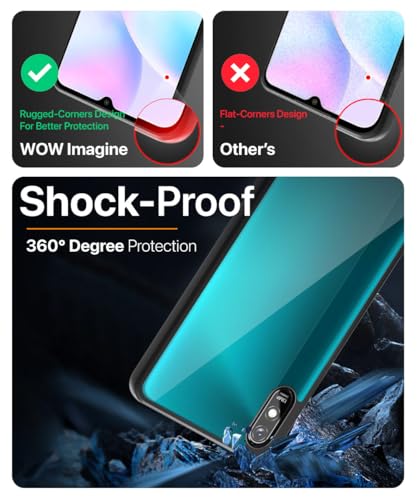 Image of WOW IMAGINE Shockproof Hybrid Back Cover for Mi Redmi 9A | 9i | Hard Slim fit Back Case | PC & TPU | Clear Transparent Case - Black