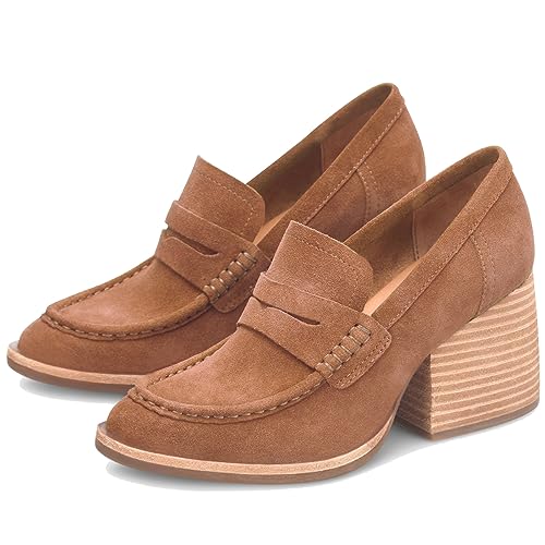 Image of MOOMMO Women Chunky Platform Loafers Pumps Round Closed Toe Slip On Penny Loafers Suede Block High Heels Oxford Shoes Formal Classic Thick Heel Dress Loafer Office Ladies Vintage Comfort 4-11 M US