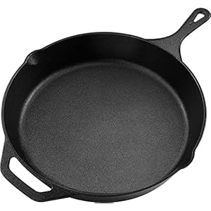 KICHLY Padella in ghisa pre-stagionata da 12 pollici, pentole per grigliare sicure per uso interno ed esterno, padella per chef, padella in ghisa