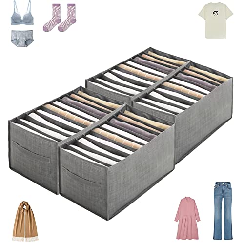 Geetamoor Organisateur de Tiroir Pliable, 4 Pack Boîte de Rangement avec Compartiments Diviseurs de Tiroir de Vêtement Lavable Pliables pour Jeans T-Shirt Pantalon Cover