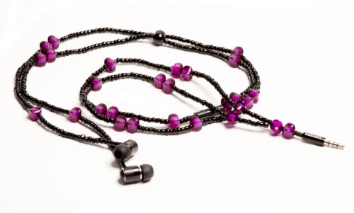 handcandy HF001BP The SOFIA LadyBuds Stereo Headphone Necklace, Black/Purple