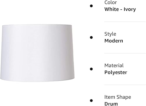 Miniatura 8 de Pantalla para lámpara, de tela blanca, de 13 pulgadas en la parte superior x 14 pulgadas en la parte inferior x 10 pulgadas de alto (araña) de