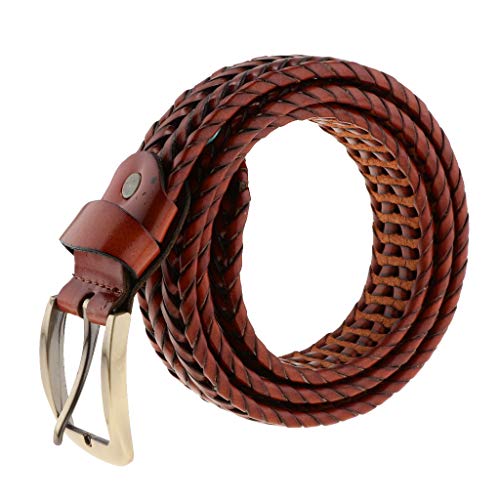 gazechimp 2pcs Homens Mulheres Couro Genuíno Artesanal Cintos De Cintura Cintos Café Leve