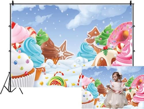 Renaiss 12x8ft Winter Candyland Backdrop Cartoon Sweet Dessert Ice Cream