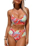 Women's Two Piece High Waisted Bikini Sets Shell Stitched Co...