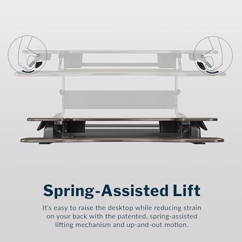 Vari VariDesk Pro Plus 36 - Adjustable Desk Converter with 11 Height Settings - Laptop Sit Stand Desk Riser for Home Office, Table Tops, Workspace - Fully Assembled with Spring Loaded Lift - Espresso
