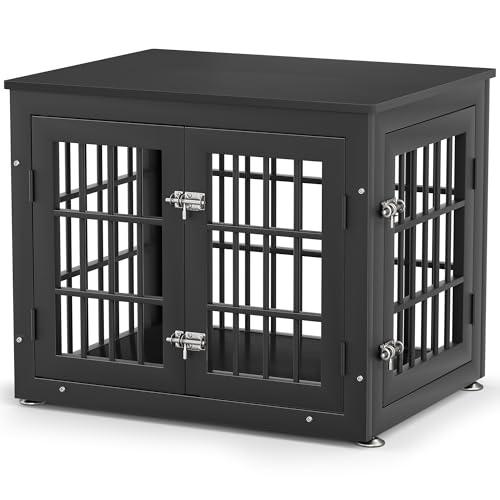 26 Inch Wooden Dog Crate End Table, Furniture-Style
