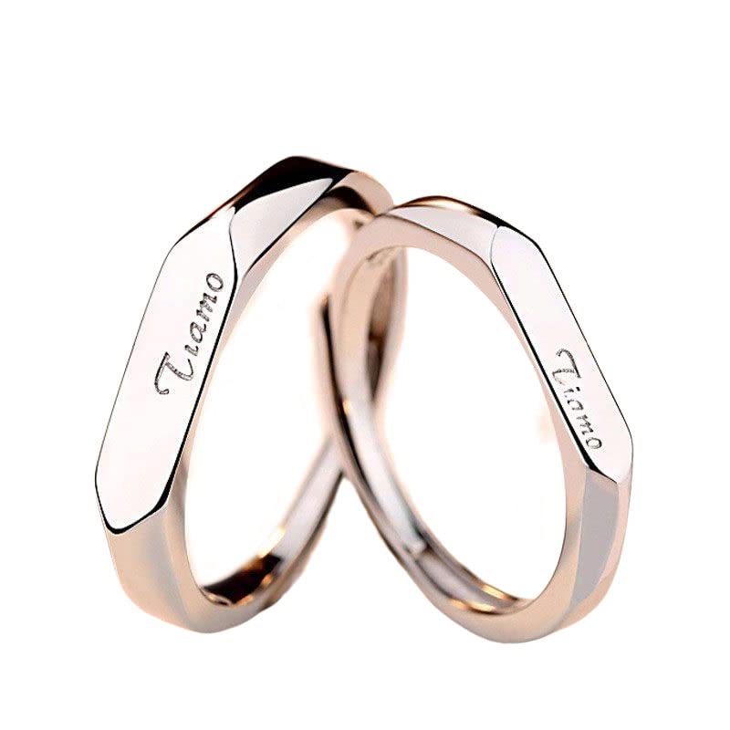 jin yu jia yuan S925 silver men and women open lovers ring Italian diamond adjustable Silver Ring, Adjustable, Sterling Silver, No Gemstone