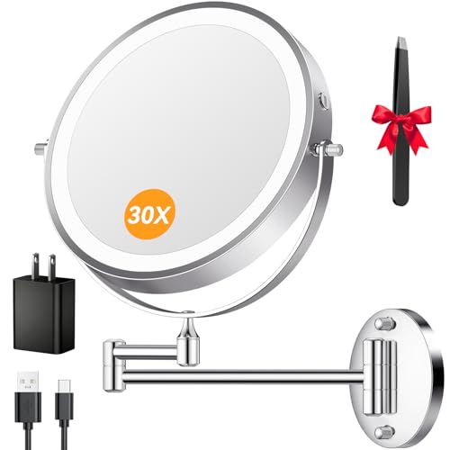 Wall Mounted Lighted Makeup Mirror with Lights and Magnification