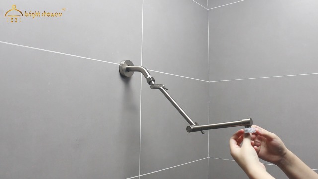 BRIGHT SHOWERS 14 Inch Brass Shower Arm Extender - Adjustable Height & Angle For Rain/Handheld Shower Heads