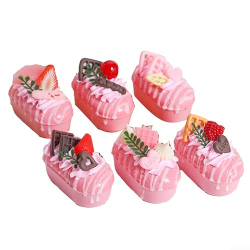 FACAIIO Juego de 6 modelos de pastel de imitación, decoración de postres de poliuretano para panadería, manualidades, exhibición de puestos de mercado