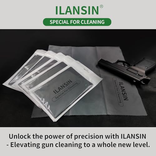 ILANSIN 6Pack Technology Microfiber Black/Gray Gun Cloth-Large Size-Lint Free-Reusable Gun Cleaning pad for All Gun Firearm-Each Pack is Individually Packaged-ILANSIN Gun Cleaning Supplies Store
