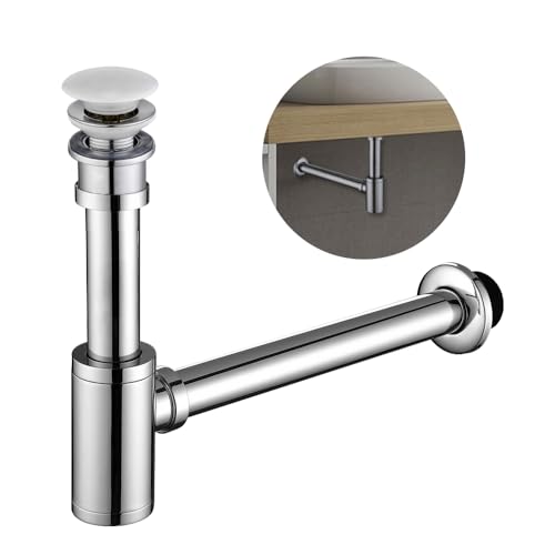 Sifon Lavabo,HOMELODY Desague Lavabo Cromado 34cm. G1-1/4 Anticorrosivo Adecuado para Lavabo y...