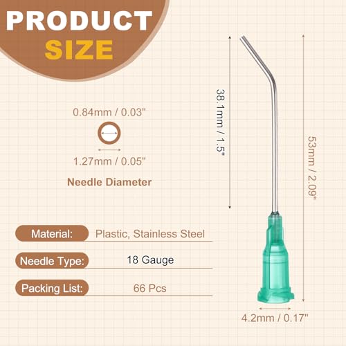 Aiguilles de distribution 18Ga PATIKIL à pointe courbe 1.5 pouce pour applications techniques - 2
