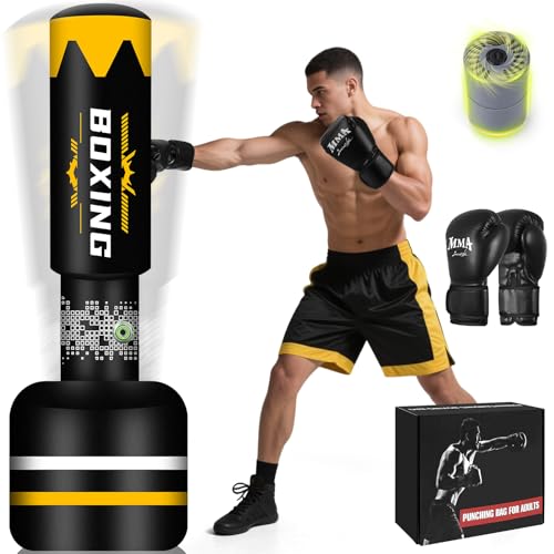 YORWHIN Boxsack Erwachsene, 180cm Upgraded Selbst Aufblasen Schweren Boxsack mit Boxhandschuhen und Built-in Luftpumpe für die Ausbildung MMA Muay Thai Fitness Anfänger