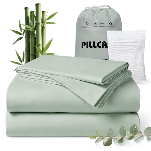 Pillcase Luxury Organic Tencel & Viscose from Bamboo Cooling Sheet Set,Silky Soft Lyocell Sheets...