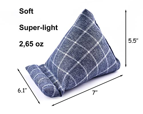 Handmade Phone Pillow Holder - The Wedge Mobile Device Stand - Soft Fabric Phone Stand For All Iphones, All Smartphones, Mini Ipads! 7 X 6.1 X 5.5 Inches (Gray Plaid-1) #TOP2