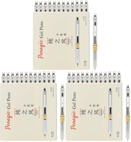 Image of 12 Pcs, Gel Pens 0.5mm, Retractable Pens, Black Pens 0.5 Fine Point, Style of Japanese Gel Pen, Retractable Gel Pens for Asian Korean Japan Office School Supplies (Pack of 3)