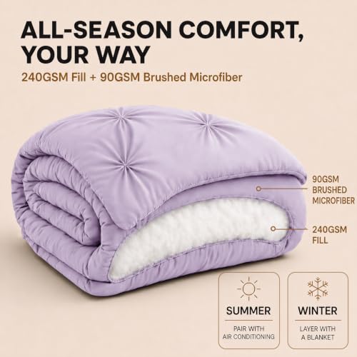 HIMEET Full Size Comforter Set Lavender - 7 Pieces Pintuck Bed in a Bag by HIMEET - Used condition - Image 3