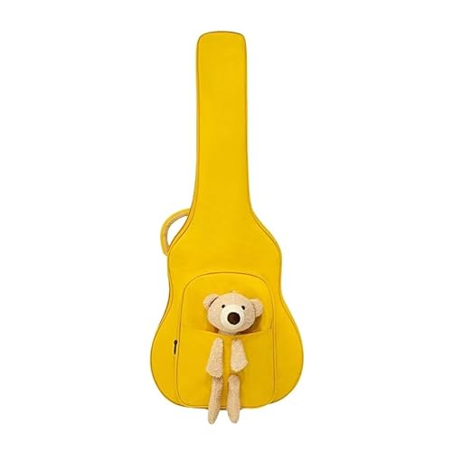 Kirnuo ギターケース、ギターギグバッグ、フロントポケット付き、ポータブル、エレキギターバッグ、調整可能な、36/40/41インチ、楽器バッグ、バックパック、厚くするウクレレバッグ、アコースティックギターケース (40〜41インチ,イエロー)