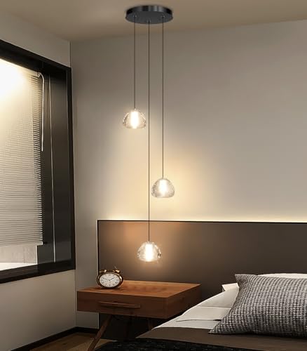 Image of Modern Chandelier Crystal Pendant Light for Kitchen Island Dining Room Bedroom Hallway Black