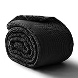 Kozyhvn 100% Cotton Muslin Blanket Queen 90' x 90', 6 Layers Breathable and Lightweight Cotton Throw Blankets for Bed, Soft Cooling Summer Gauze Blanket for Adults All Season, Black