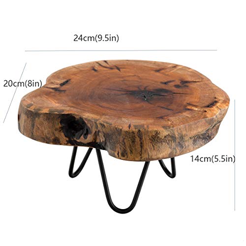 Tj Global Natural Edge Tree Trunk Wooden Stand With Hairpin Legs For Displaying Cakes, Plants, Candles, Decor (L9.5 X W8 X H5.5) #TOP4