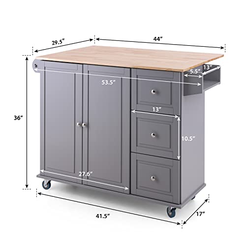 Phi Villa Kitchen Island Cart On Wheels - Mobile Kitchen Island With Drop Leaf, Rolling Kitchen Table With Storage #TOP6