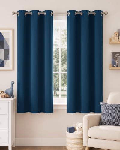 Image of NICETOWN Morrocan Blue Decor Room Darkening Curtains 63 Inches Long 2 Panel