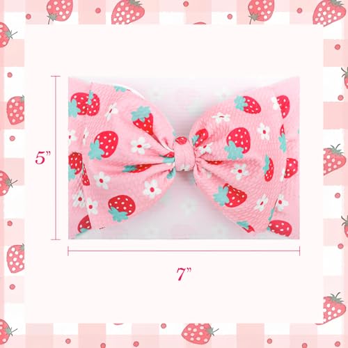 YanJie 7’’ Strawberry Baby Bow for Girl Pink Headbands for Newborn Infant Toddlers Summer Outfits for Baby Girls Daisy Hair Accessories Hair Bows4