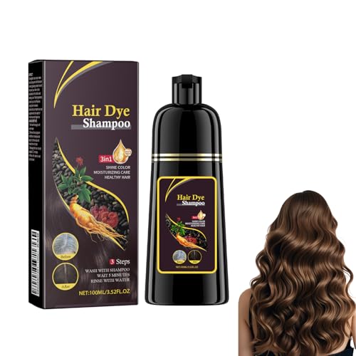 Brown Hair Dye Shampoo 3 En 1, Champú Para Tinte De Pelo Castaño Oscuro, 100% Natural Organic Conditioner And Repair Care, Champú Tinte Cubre Canas