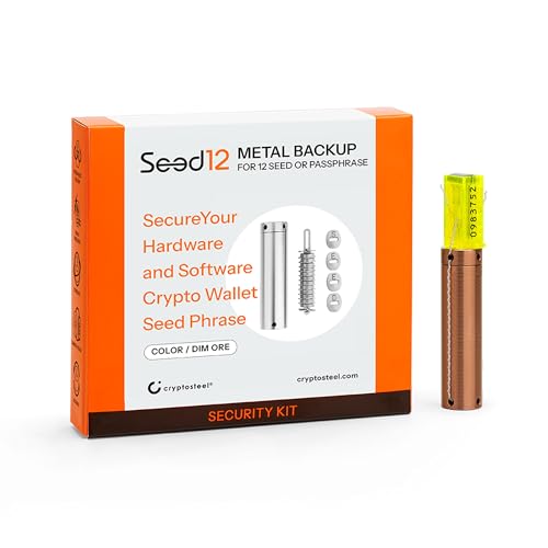 Cryptosteel Seed12 Metal Backup | Fireproof & Waterproof Cold Wallet for 12-Word BIP39 Seed Phrase | Secure Storage for Passwords & Private Keys | Compatible with Hardware Wallets (dim ore)