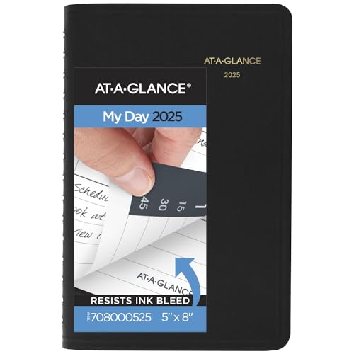 AT-A-GLANCE 2025 Appointment Book Planner, Daily, 5' x 8', Small, Quarter-Hourly, Black (708000525)