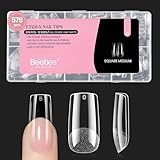 Beetles Nail Tips Medium Square 576Pcs 12 Sizes - Pre-Etched Soft Acrylic Nail Tips...