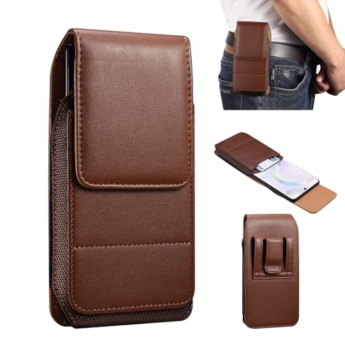 ZAGLDD Funda para Samsung Galaxy S25, S24, S23, S22 Plus, S23 FE, S21 FE, funda con clip para iPhone 11 Pro Max, XS Max, 8, 7, 6 Plus/Pixel 7A, 6A y clip para cinturón (marrón)