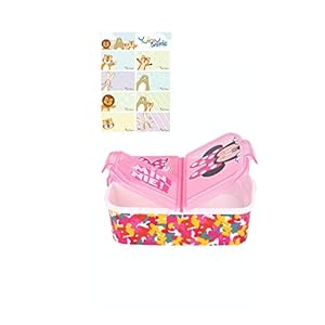 Minnie Mouse Lunchdoos Brooddoos Kinderlunchbox met 3 afzonderlijk afsluitbare compartimenten + naamstickers voor…