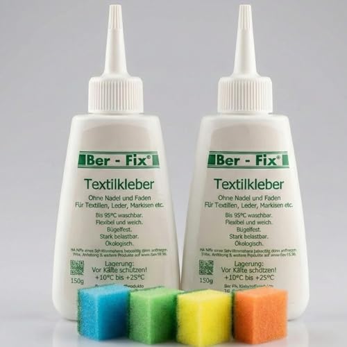 Ber-Fix Textilkleber 150g Starker Stoffkleber für Baumwolle, Leinen & Leder, Waschbar, Flexibel, DIY Reparaturen