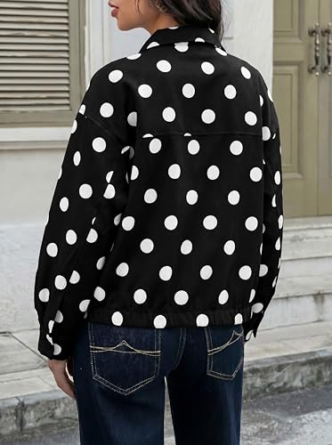 Image of Tankaneo Womens Polka Dot Zip Up Cropped Jackets