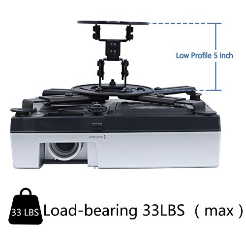 Dynavista Full Motion Universal Projector Ceiling Mount Bracket With Adjustable Extendable Arms Rotating Swivel Tilt And Low Profile Mount For Home And Office Projector (Black) #TOP4