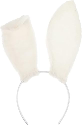 minkissy Diadema de conejo de felpa con orejas de conejo, diademas esponjosas de orejas de conejo, diadema de orejas de conejo para cumpleaños de